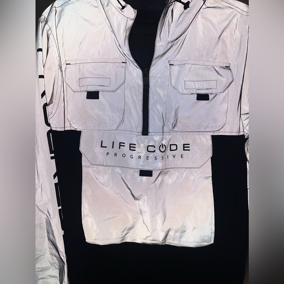 Life Code Jacket Utility Pullover Windbreaker - Silver (REFLECTIVE) - Picture 5 of 13